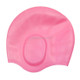 Silicone Ear Protection Waterproof Swimming Cap for Adults with Long Hair(Pink)