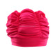 Women Earmuffs Pleated Cloth Swimming Cap(Rose)