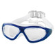 J8150 Eye Protection Flat Light Adult waterproof Anti-fog Big Frame Swimming Goggles with Earplugs(Transparent Blue)