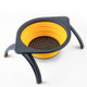 Kitchen Foldable Filter Water Washing Basket Camping Fruit Basket With Support Frame(Yellow Gray)