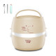 LOTOR Multifunctional Electric Automatic Heating Lunch Box CN Plug, Colour: Khaki with Cutlery