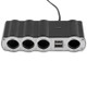 12V-24V 4 Way Car Charger Vehicle Splitter Cigarette Lighter Socket & Dual USB Ports Socket Adapter