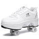 Two-Purpose Skating Shoes Deformation Shoes Double Row Rune Roller Skates Shoes, Size: 36(High-top With Light (White))