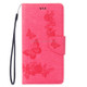 For  iPhone 8 & 7   Pressed Flowers Butterfly Pattern Horizontal Flip Leather Case with Holder & Card Slots & Wallet(Magenta)