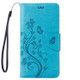 For  iPhone 8 & 7  Pressed Flowers Horizontal Flip Leather Case with Holder & Card Slots & Wallet(Blue)