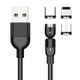 1m 2A Output 3 in 1 USB to 8 Pin + USB-C / Type-C + Micro USB Nylon Braided Rotate Magnetic Charging Cable (Black)