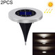 2 PCS 10 LEDs Solar Powered Buried Light Under Ground Lamp IP65 Waterproof Outdoor Garden Street Light (White Light)