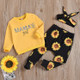 Children Three-piece Letter Printed Long-sleeved Trousers (Color:Gold Size:120)