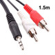 Normal Quality Jack 3.5mm Stereo to RCA Male Audio Cable, Length: 1.5m