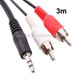 Normal Quality Jack 3.5mm Stereo to RCA Male Audio Cable, Length: 3m