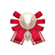 Women Pearl Bow-knot Bow Tie Cloth Brooch Clothing Accessories, Style:Pin Buckle Version(Red)