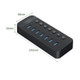 ORICO CT2U3-7AB-BK 7 In 1 Plastic Stripes Multi-Port USB HUB with Individual Switches, UK Plug(Black)