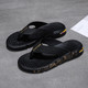Summer Men Flip Flops Beach Casual Water-Related Shoes Slippers, Size: 40(609 Black Gold)