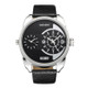 CAGARNY 6813 Fashionable  Dual Clock Quartz Business Wrist Watch with Leather Band for Men(White Case Black Band)