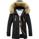 Long Section Cotton Suit Men Plus Velvet Thick Warm Jacket Large Fur Collar Coat Lovers Jacket, Size:XXXXL(Black)
