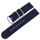 Washable Nylon Canvas Watchband, Band Width:22mm(Dark Blue with Silver Ring Buckle)