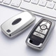 Electroplating TPU Single-shell Car Key Case with Key Ring for Ford New Mondeo / New Explorer / New Edge (Silver)