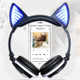 Foldable Wireless Bluetooth V4.2 Glowing Cat Ear Headphone Gaming Headset with LED Light & Mic, For iPhone, Galaxy, Huawei, Xiaomi, LG, HTC and Other Smart Phones(Blue)