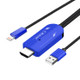 MiraScreen LD22M-1 2 in 1 8 Pin to HD-MI + USB Dual-OS HDTV Dongle Cable, Plug and Play (Blue)