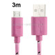 Nylon Netting Style Micro 5 Pin USB Data Transfer / Charge Cable for Galaxy S IV / i9500 / S III / i9300 / Note II / N7100 / Nokia / HTC / Blackberry / Sony, Length: 3m(Pink)