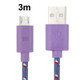 Nylon Netting Style Micro 5 Pin USB Data Transfer / Charge Cable for Galaxy S IV / i9500 / S III / i9300 / Note II / N7100 / Nokia / HTC / Blackberry / Sony, Length: 3m(Purple)