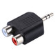 RCA Female to 3.5 MM Male Jack Audio Y Adapter