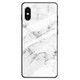 For iPhone XS Max Marble Pattern Glass Protective Case(White)