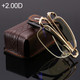 Folding Anti Blue-ray Presbyopic Reading Glasses with Case & Cleaning Cloth, +2.00D(Gold)