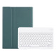 Y0N5 TPU Tablet Case Lambskin Texture Round Keycap Bluetooth Keyboard Leather Tablet Case with Holder For Xiaomi Pad 5 / 5 Pro(Dark Green)