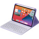 HY006 Round Keys Detachable Bluetooth Keyboard Leather Tablet Case with Holder for iPad mini 6(Light Purple)