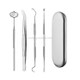 5 in 1 Dental Tool Set (Stainless Steel Probe + Hoe-shaped Dentist + Sickle Dentist + Dental Tweezers + Mouth Mirror)