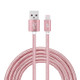 YF-MX04 3m 2.4A MFI Certificated 8 Pin to USB Nylon Weave Style Data Sync Charging Cable For iPhone 11 Pro Max / iPhone 11 Pro / iPhone 11 / iPhone XR / iPhone XS MAX / iPhone X & XS / iPhone 8 & 8 Plus / iPhone 7 & 7 Plus (Rose Gold)