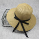 Grass Woven Wide-brimmed Foldable Hat Beach Sun Hat with bow for Women(Khaki)