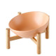 18cm/600ml Cat Dog Food Bowl Pet Ceramic Bowl, Style:Bowl With Wooden Stand(Orange)