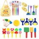 Children DIY Sponge Seal Painting Brush Painting Tool Set(Yellow Painting Clothes)