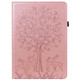 For Samsung Galaxy Tab S2 9.7 Tree & Deer Pattern Pressed Printing Horizontal Flip PU Leather Case with Holder & Card Slots(Pink)