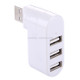 180 Degree Rotation USB Head 3 Ports USB 2.0 Portable HUB(White)