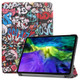 For iPad Pro 11 inch 2020 Custer Painted PU Leather Case with Sleep / Wake-up Function & 3-Fold Holder(Graffiti)