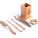 6 in 1 Bamboo Teaspoon + Tea Needle + Tea Scoop + Tea Clip + Tea Leak + Square Hollow Tea Tin Set
