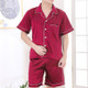 Men Large Size Ice Silk Short Sleeves and Shorts Two-Piece Pajama Set, Size:XL(Jujube Red)