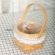 2 PCS Wood Chip Floral Arrangement Flower Basket, Style: Round Mouth Square Bottom