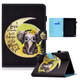 For Amazon Kindle Fire HD8 (2020) Colored Drawing Horizontal Flip Leather Case with Holder & Card Slots & Sleep / Wake-up Function(Moon Baby Elephant)