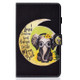 For Amazon Kindle Fire HD8 (2016) / (2017) Colored Drawing Horizontal Flip Leather Case with Holder & Card Slots & Sleep / Wake-up Function(Moon Baby Elephant)