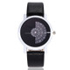 Khorasan 066 Creative Design Wristwatch Digital Discs Hands Quartz Watches(White Dial Black Strap)