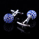 Blue Crystal Ball shirt cufflinks for mens(Blue)