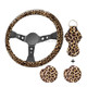 4 in 1 Universal Car Leopard Steering Wheel Cover + Keychain Cover