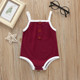 Solid Color Sleeveless Sling Bodysuit For Babies (Color:Red Wine Size:100)