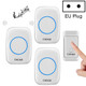 CACAZI A10G One Button Three Receivers Self-Powered Wireless Home Cordless Bell, EU Plug(White)