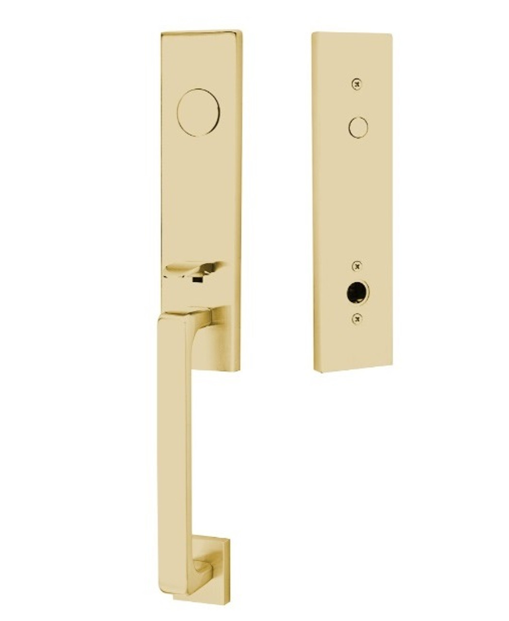 Emtek 4808US4 Satin Brass Davos Brass Tubular Style Dummy Entryset with  Your Choice of Handle
