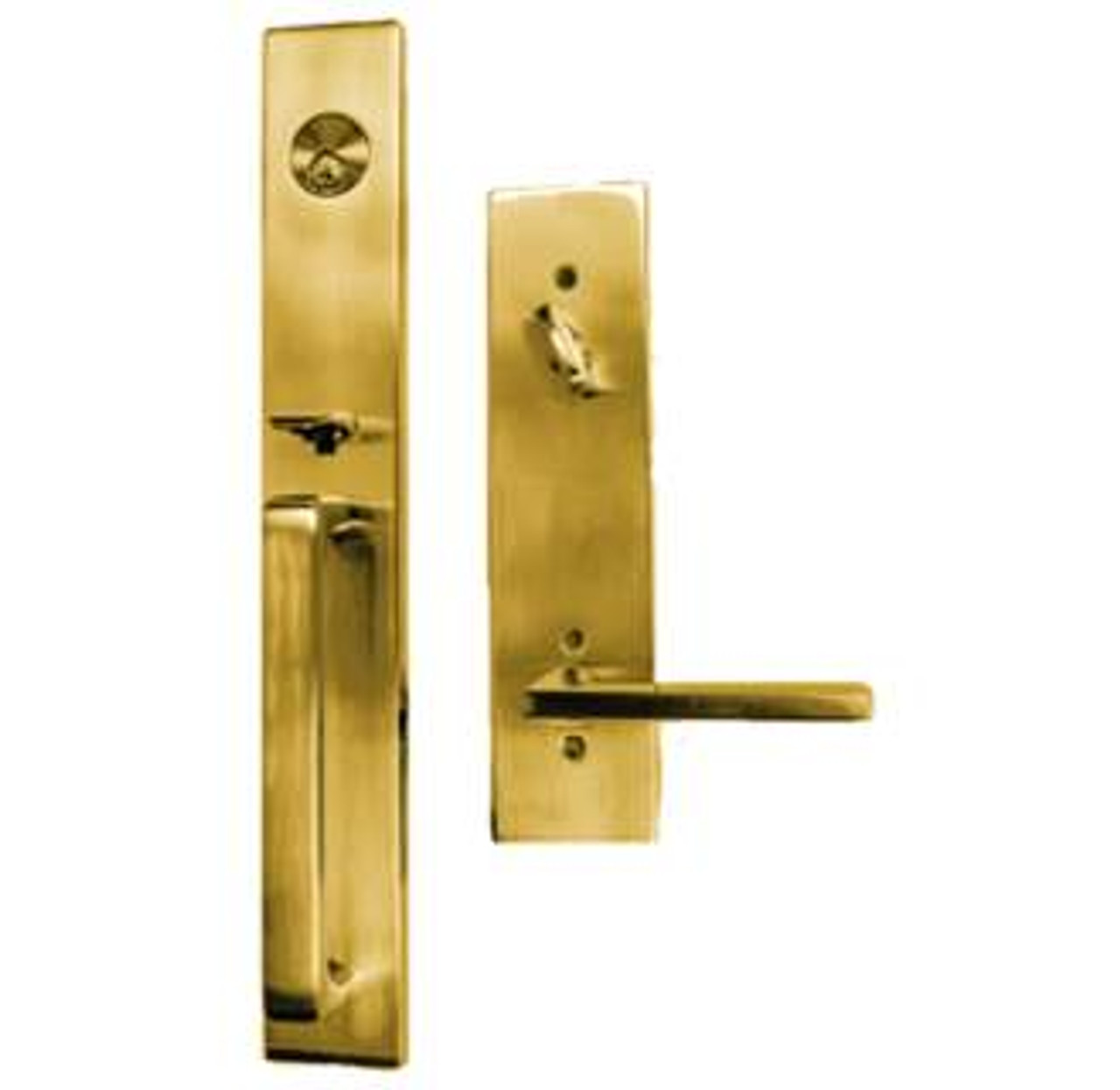 Emtek 4819US4 Satin Brass Lausanne Brass Tubular Style Single Cylinder  Entryset with Your Choice of Handle